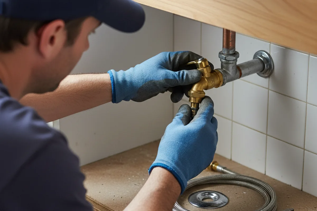 Shutoff valve and fitting work during Emergency Plumbing in Edelstein